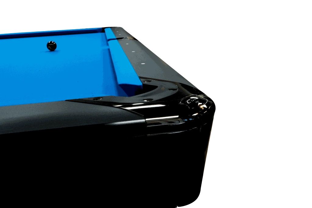 Hoekpocket van een pooltafel met blauw laken - Pooltafel Clash Steel Pro Alumen