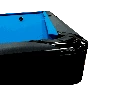 Hoekpocket van een pooltafel met blauw laken - Pooltafel Clash Steel Pro Alumen