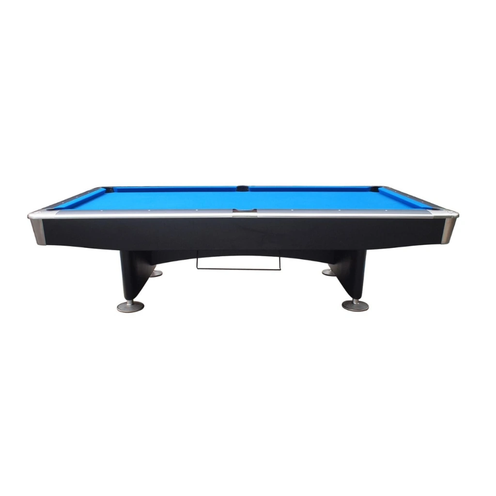 Pooltafel met blauw laken, zijaanzicht - Pooltafel 8ft Buffalo Pro II