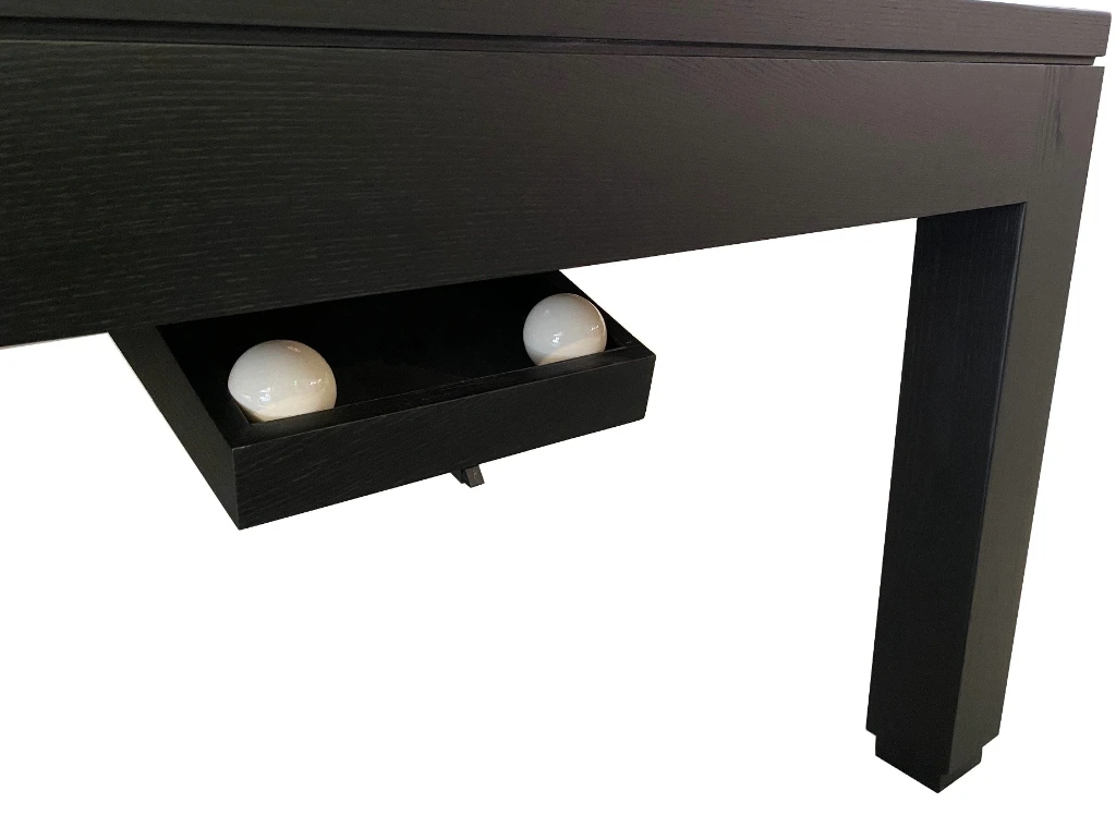 Zwarte tafel met uitgeschoven lade met ballen - Golfbiljart Carrinho Sidney