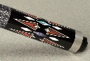 Detail van zwartwit inlegwerk met wikkeling - McDermott Star S84 Zwart Maple met prongs