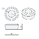 Maattekening van een ring, diameter 23 mm, 46 bij 19 mm - Vervangrubber ring golfbiljart schuin