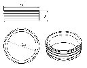 Maattekening van een ring, diameter 66 mm, 80 bij 26 mm - Pot Golfbiljart 66mm