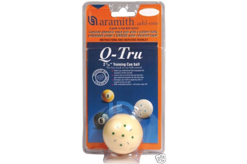 Aramith Q-Tru trainingsspeelbal in verpakking - Trainingsbal Aramith Q-tru