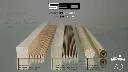 Longoni S30 met VP2-joint, doorsnede van de drie lamellenopbouwen in esdoorn en haagbeuk - Longoni topeind S30 E 71cm VP2