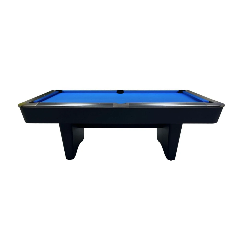 Pooltafel met blauw laken, schuin van voren - Pooltafel 9ft Buffalo Dominator II