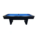 Pooltafel met blauw laken, schuin van voren - Pooltafel 9ft Buffalo Dominator II
