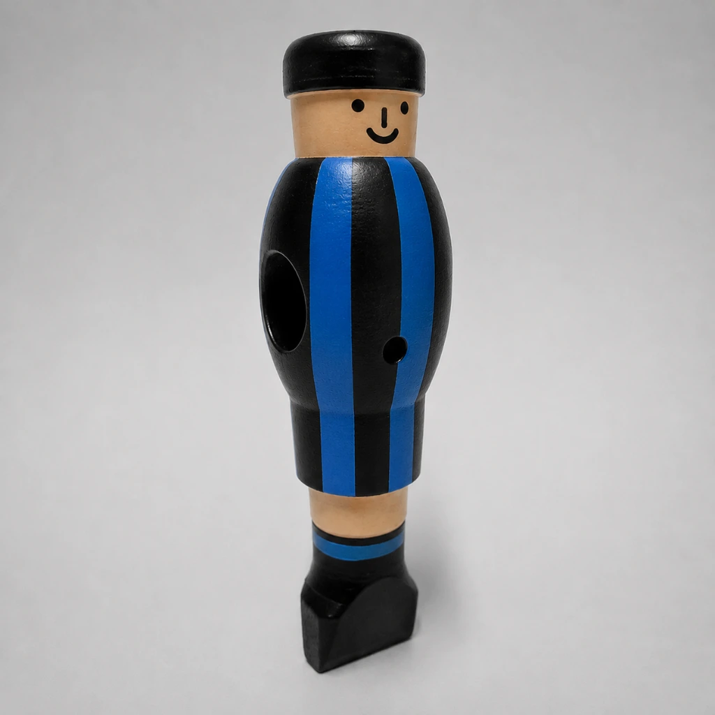 Tafelvoetbalpop, blauwzwart gestreept - Speler Mannetje Jupiter Custom