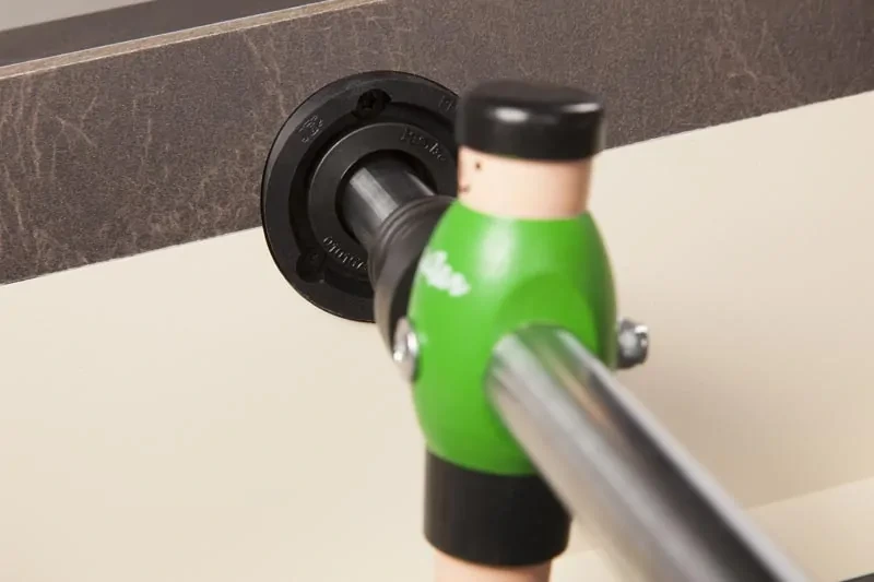 Tafelvoetbal, detail van de doorvoer van een stang - Jupiter HomeStar