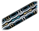 Detail van een goud-turkoois ringmotief - Longoni Ogiva