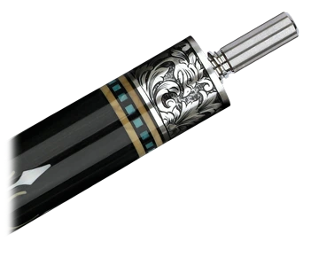 Detail van de gegraveerde joint op zwart - Longoni Ogiva