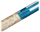 Detail van blauw inlegwerk op vogelogen-esdoorn - Longoni Evoluzione Sky