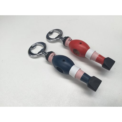 Bottle opener foosball player retro blue-white